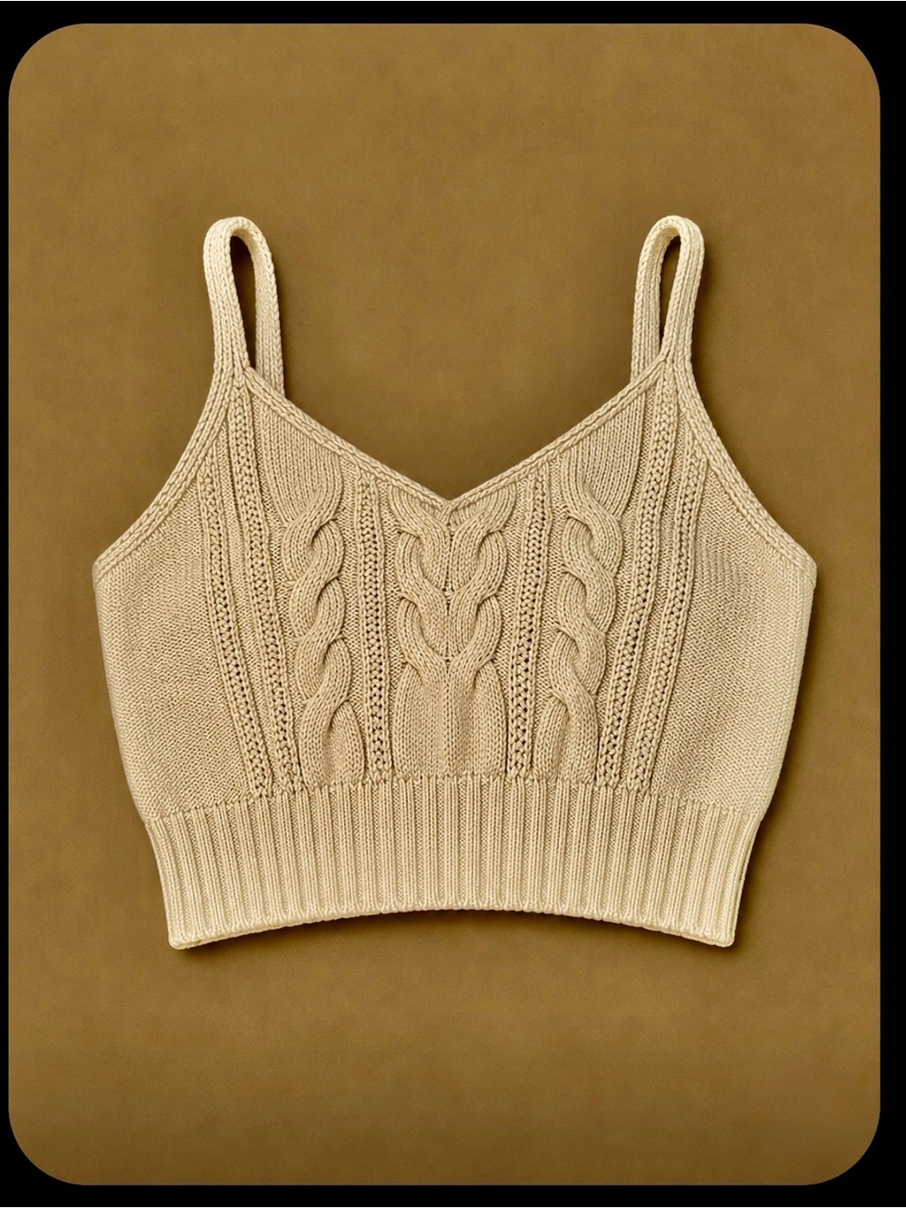 Wild Fable Cable Knit Cropped Tank Top - Olive Green